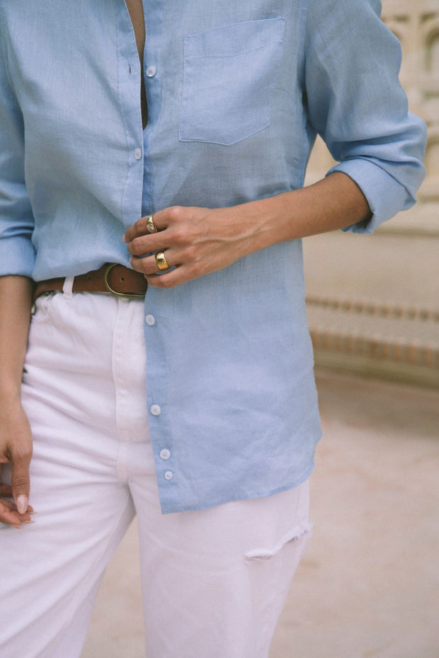"Never Look Back" Island Linen Shirt